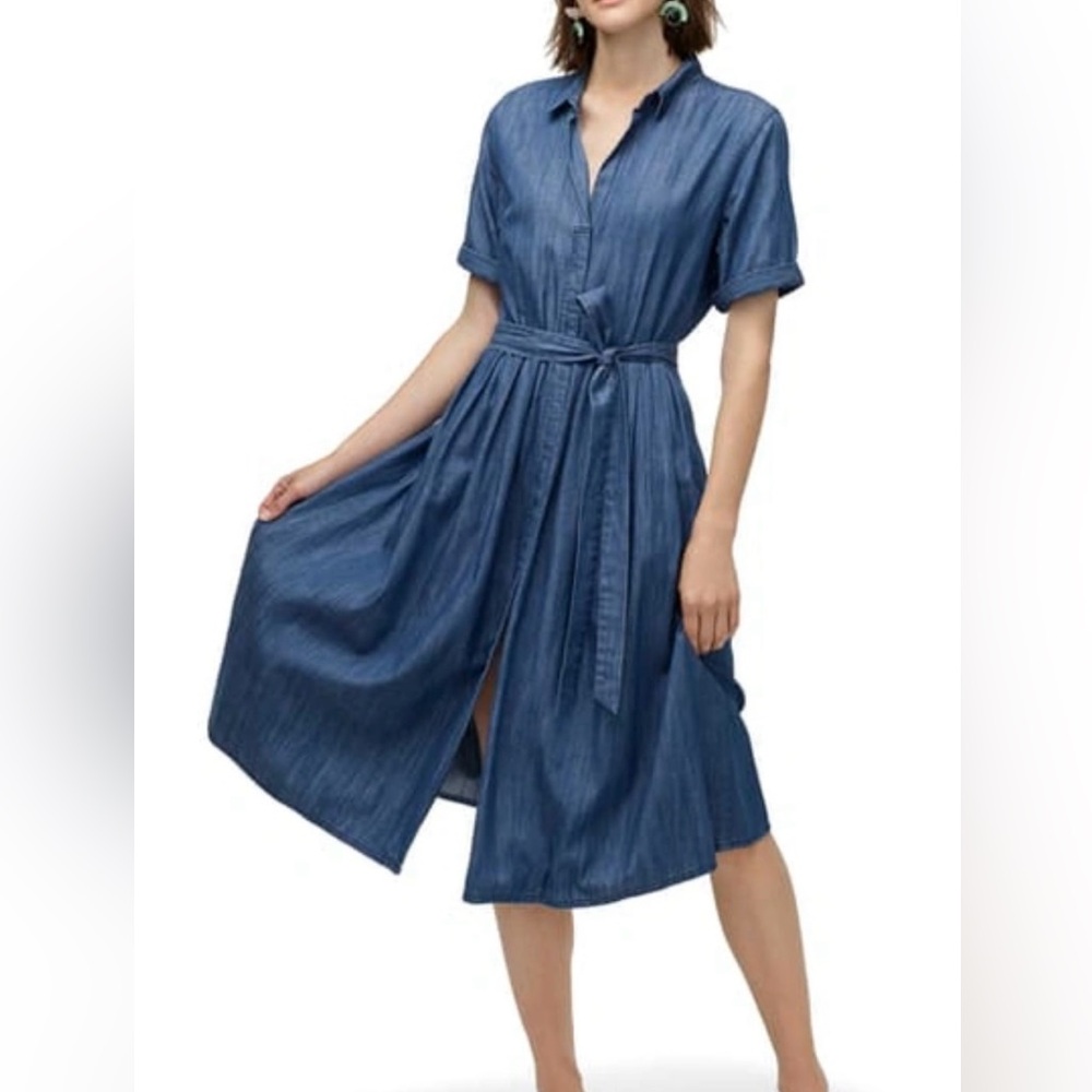 J. Crew Belted Chambray Shirt Dress sz 10